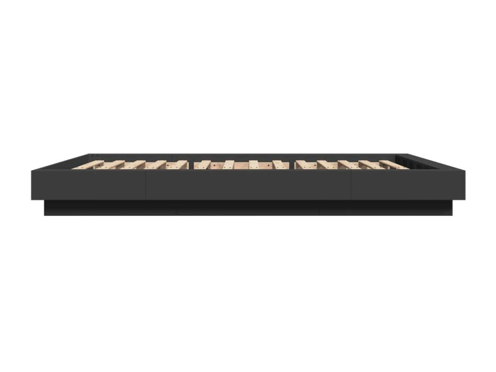 Bed frame with black LED lights, 135x190 cm, engineered wood, JERD64579