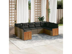 9-piece garden furniture set with grey resin wicker cushions MUAK40760