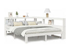 White 160x200 cm solid pine wood bookcase bed without mattress QXNR34613