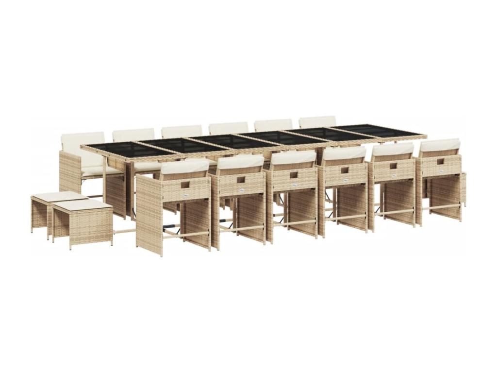 17-piece beige garden dining set with cushions ISXP52247