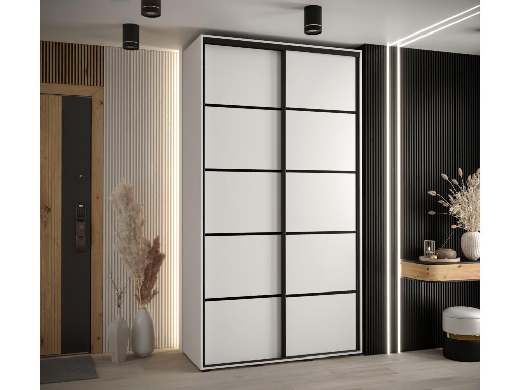 Luxameub 4 Sliding Door Wardrobe 235.2/140/60 2 Doors White/White/Black ZAQP28544
