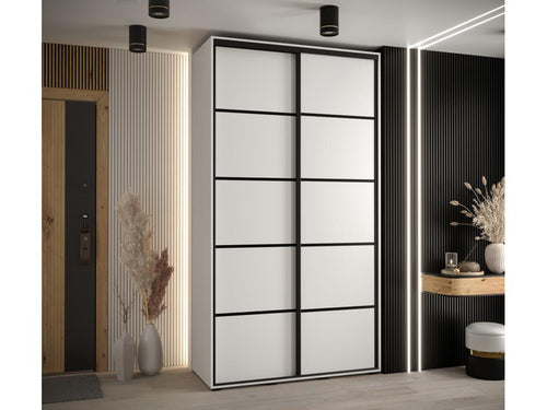 Luxameub 4 Sliding Door Wardrobe 235.2/140/60 2 Doors White/White/Black ZAQP28544