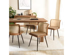 Luxameub - Set of 2 mango wood chairs with quilted leather seats and rattan backrests LBVG89516