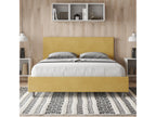 Upholstered storage bed 160x190 cm, ochre microfiber, Luxameub GDSP99071