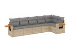 6-piece beige resin wicker garden furniture set with cushions SQSO30080