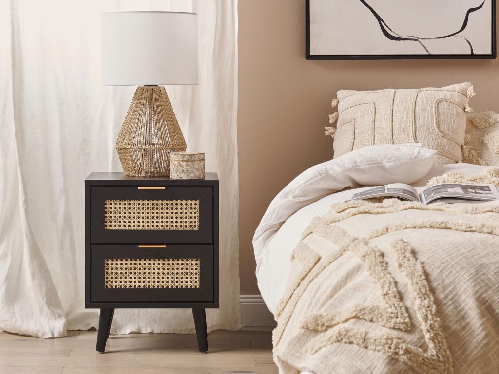 Luxameub Black 2-Drawer Nightstand JERJ69498