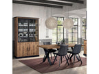 Luxameub - 230cm Table, Wood Look, Black Powder-Coated Metal X-Shaped Base ETCI56362
