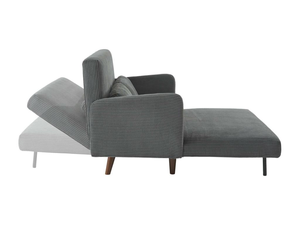 Cosymeub 2-seater Scandinavian corduroy sofa bed - dark wood legs - dark grey - bench seat - reclining backrest GSYZ98456