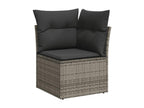 7-piece garden furniture set with cushions, grey woven resin TFTY31242
