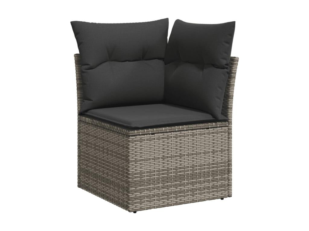 7-piece garden furniture set with cushions, grey woven resin TFTY31242