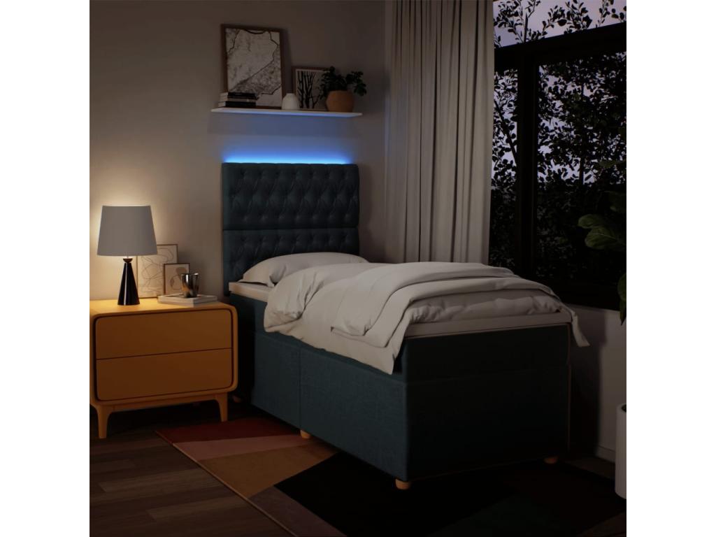 Luxameub bed base with mattress, blue, 90x200 cm, fabric, COBW67746