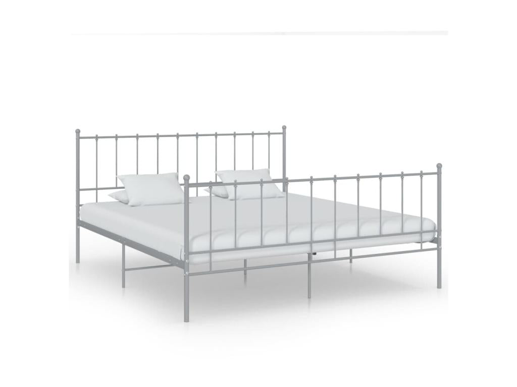 Grey Metal Bed 200x200 WBJQ09626