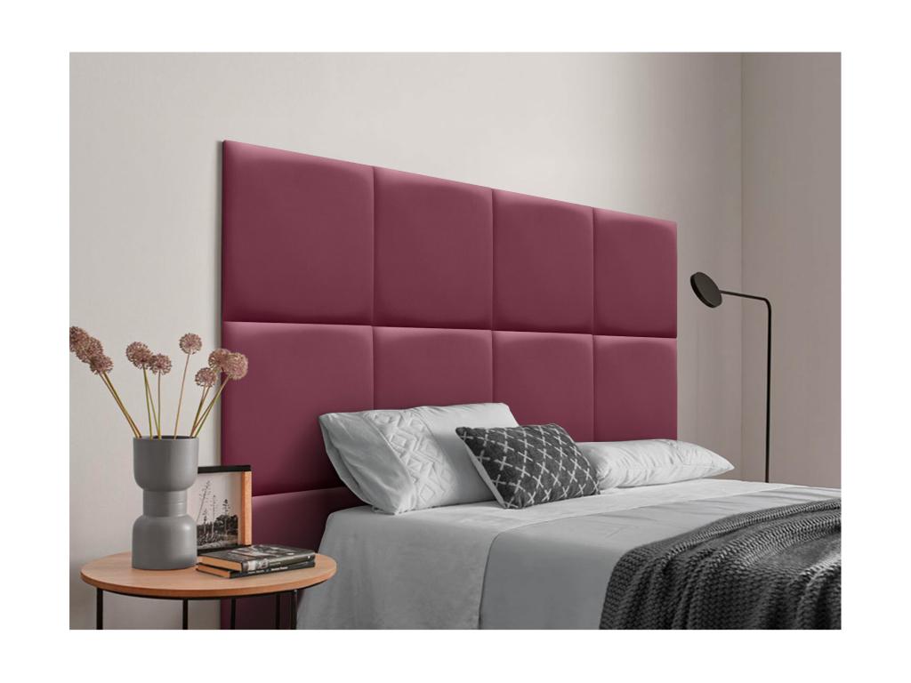 Luxameub Upholstered Headboard in High-Quality Faux Leather, Luxameubérieure composed of interchangeable self-adhesive panels, wine red, 200 cm OCOM49860