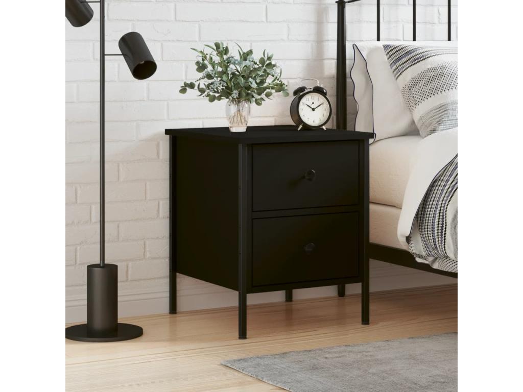 Black bedside table 40x42x50 cm engineered wood MOSV07074