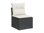 5-piece garden furniture set with cushions, black woven resin FIKR58720