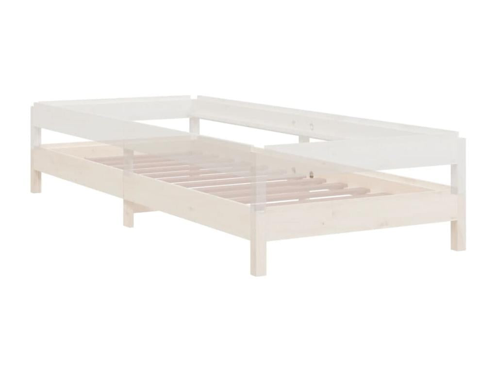 Stackable bed, white, 75x190 cm, solid pine wood, KWDF71592