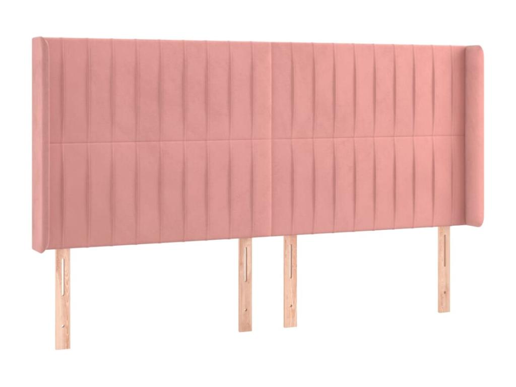 Headboard with wings, Pink, 183x16x118/128 cm, Velvet, NPLY01880