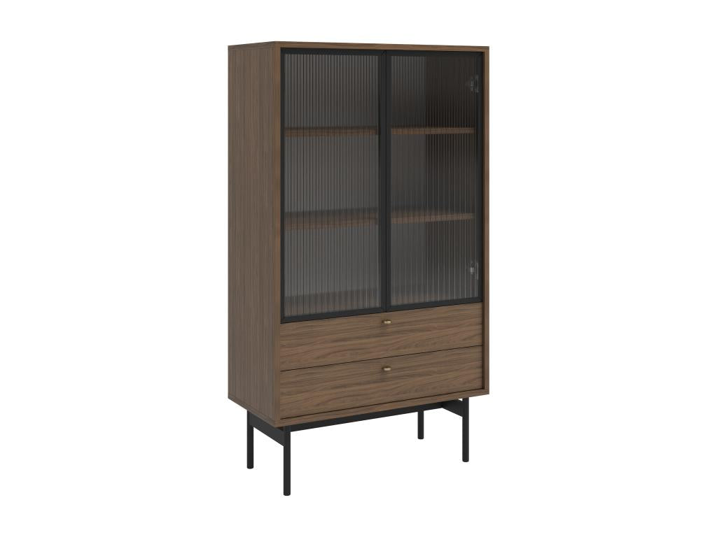 Low display cabinet - 85cm - with two drawers - Luxameub natural walnut - Luxameub TCHL07979