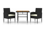 3-Piece Outdoor Dining Set, Black Wicker Resin HFMY47850