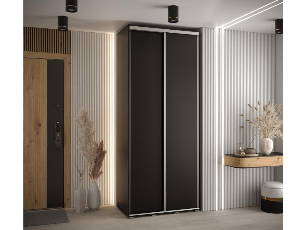Cosymeub 1 Sliding Door Wardrobe 235.2/110/60 2 Doors Black/Black/Silver ZPEU84102