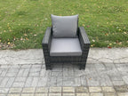 Rattan garden furniture set with 2 lifting tables, 3 side tables, and 3 stools, dark grey BDDQ35838