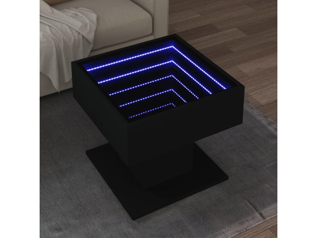 Coffee table with LED, black, 50x50x45 cm, engineered wood, EYLT81652