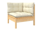 9-piece garden furniture set with cream cushions, solid pine wood, UTLO11316