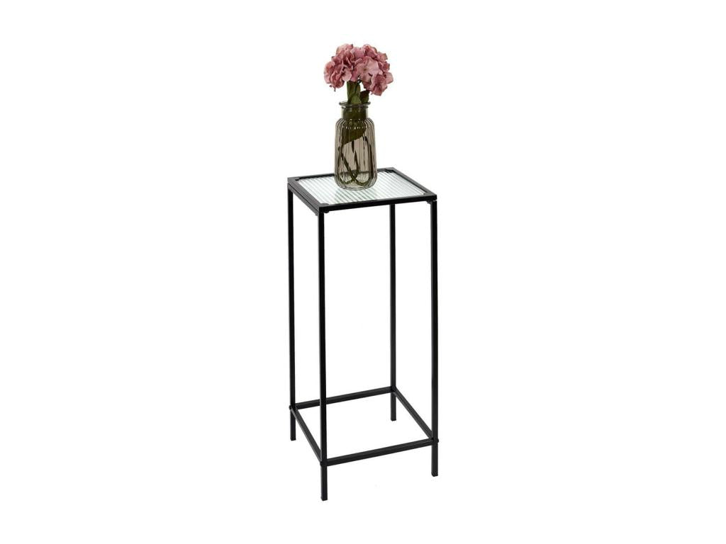 PINPAI - Black Side Table with Textured Glass Top IRPG13814