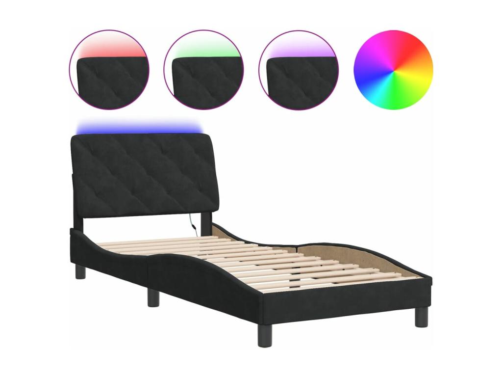 Bed frame with Luxameubères LED black 90x190 cm velvet OXKK95253