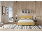 Upholstered storage bed 160x190 cm, ochre microfiber, Luxameub GDSP99071