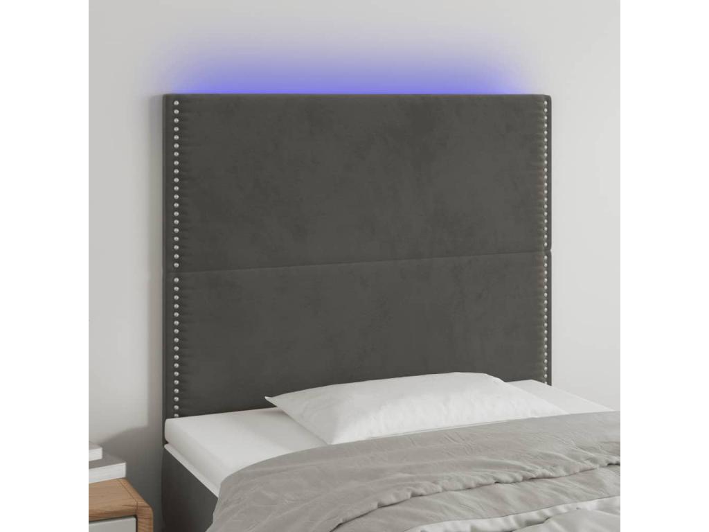 Dark Grey LED Headboard 80x5x118/128 cm Velvet UTQO30480