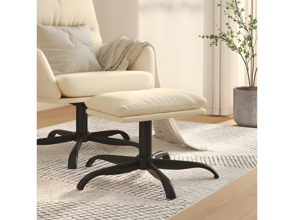 Cream Footstool 60x60x36 cm Fabric WNJL89331