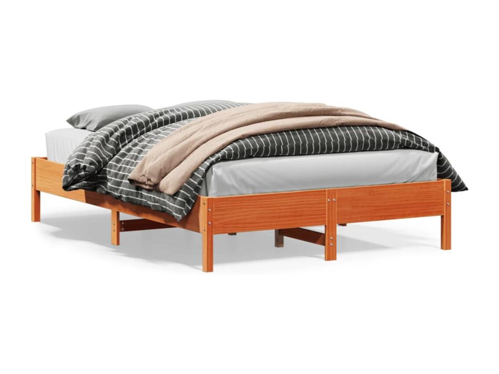 Brown wax bed frame 140x200 solid pine wood DVVE37120