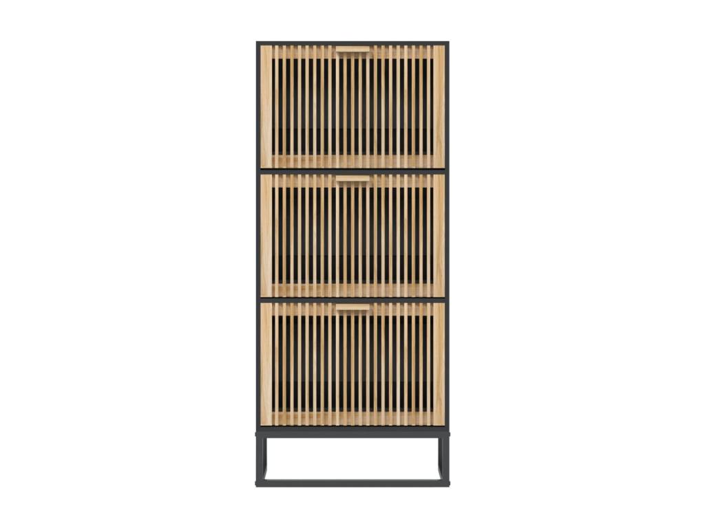 Black shoe cabinet 52x25x120 engineered wood DODJ64174