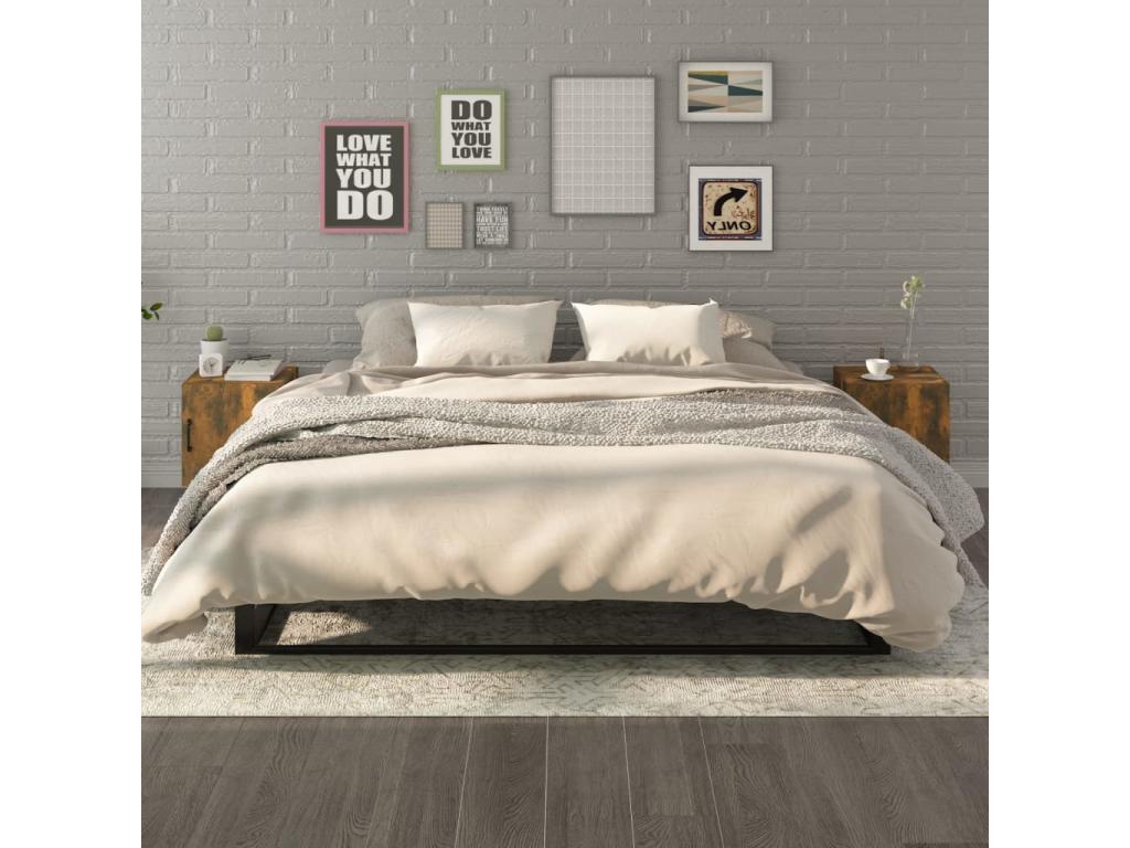 2-piece bedside tables, smoked oak, engineered wood, RROS11324