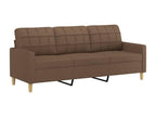 3-piece sofa set with cushions, brown fabric, PNVP06354