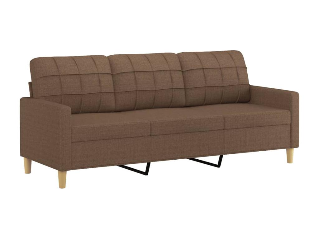 3-piece sofa set with cushions, brown fabric, PNVP06354