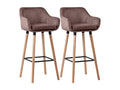 Set of 2 Bar Stools - Velvet - Coffee - Luxameub KYEI29048