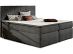 Complete box spring set including headboard, bed base, mattress, and mattress topper - Luxameub - dark grey luxury fabric - 140x200 cm BXWA07128