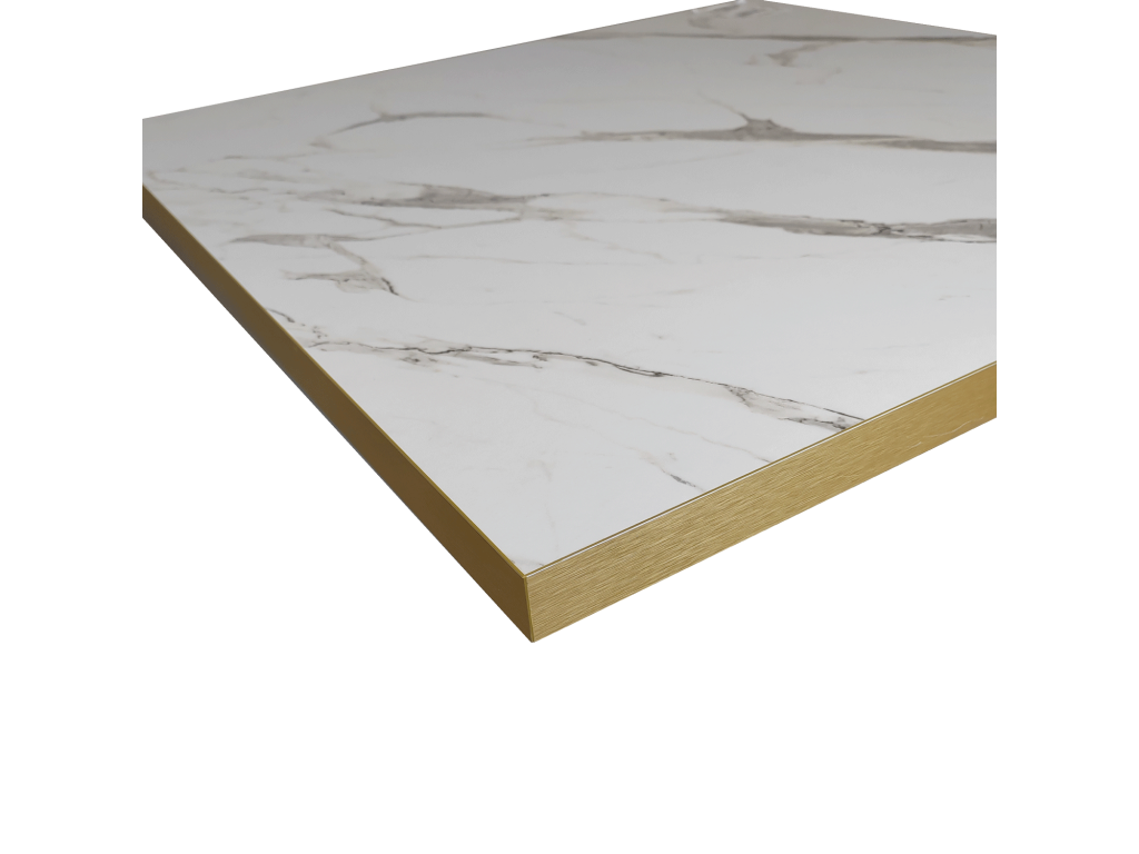 High table 70x70cm - Round model, white marble bench with brass edges CPKX69537