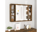 Mirrored wardrobe with LED lighting, smoked oak, 76x15x55 cm, TCYZ23861