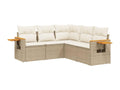 5-piece garden furniture set with cushions, beige woven resin GFVI21804
