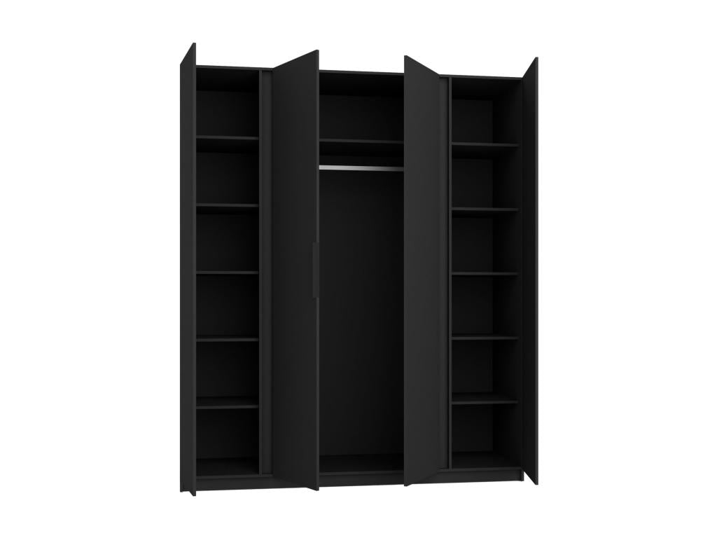 4-door wardrobe with slatted base - 200 cm - oak Luxameub/black - Luxameub AJLY11732