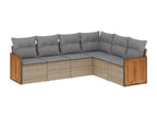 Garden furniture set with cushions, 6 pieces, beige woven resin ILRQ96580