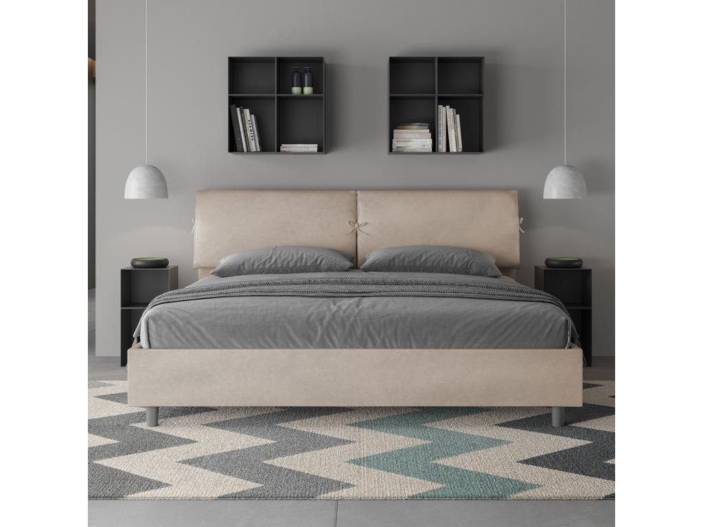 Luxameub size bed without slatted base, upholstered 200x200 microfiber sand Luxameub OXXX62707