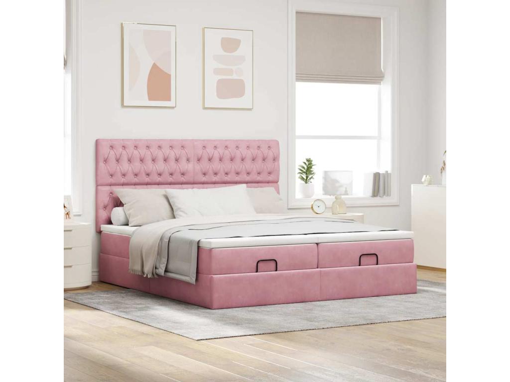 PINPAI bed frame with pink velvet mattress 160x200 cm DCQT52190