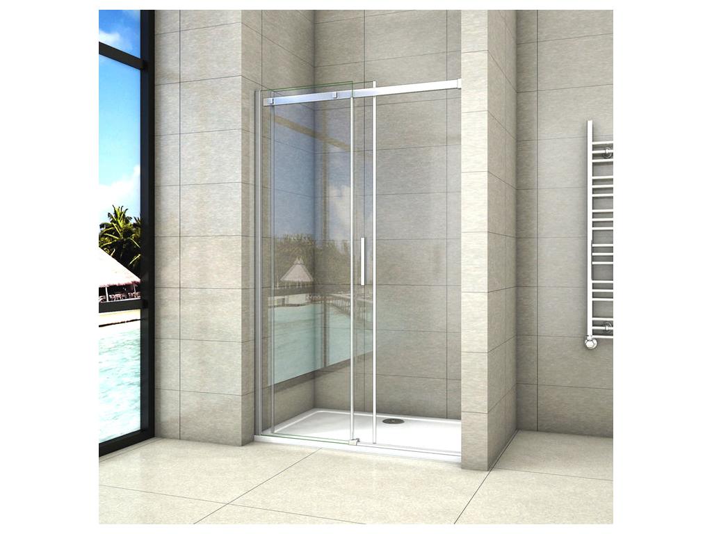 Sliding shower door 160x195cm, alcove installation, 8mm anti-limescale safety glass, chrome profile BVCQ65111