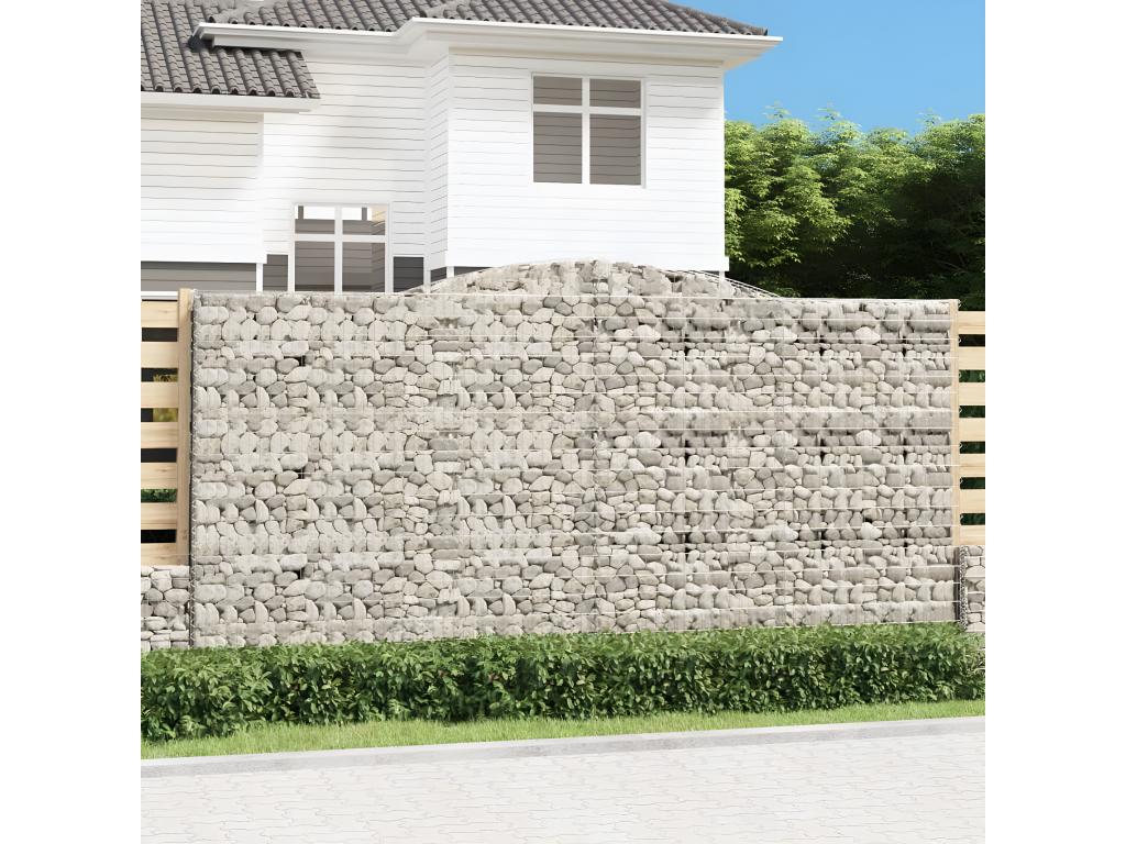 5-piece arched gabion baskets, 400x50x200/220 cm, galvanized iron, EAZZ73296