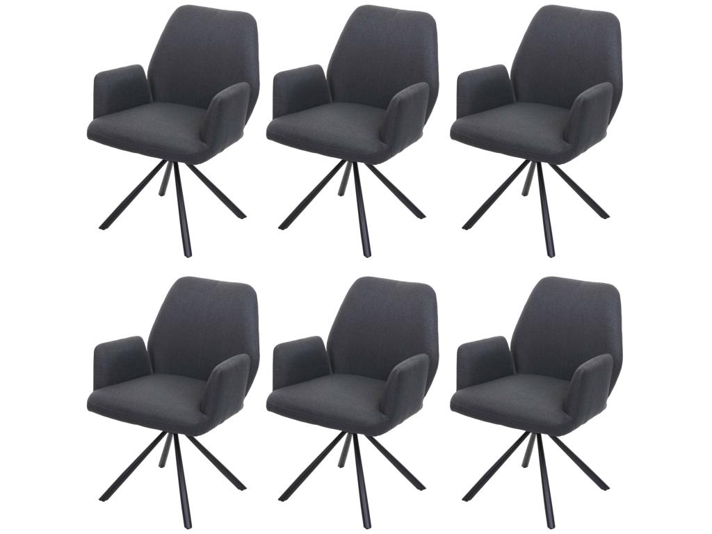 6x Luxameub-H71 dining chair, kitchen chair, reclining chair, fabric/textile, steel - dark grey YKKP66527