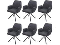 6x Luxameub-H71 dining chair, kitchen chair, reclining chair, fabric/textile, steel - dark grey YKKP66527